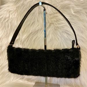 Kate Spade Black Faux Fur Shoulder Bag